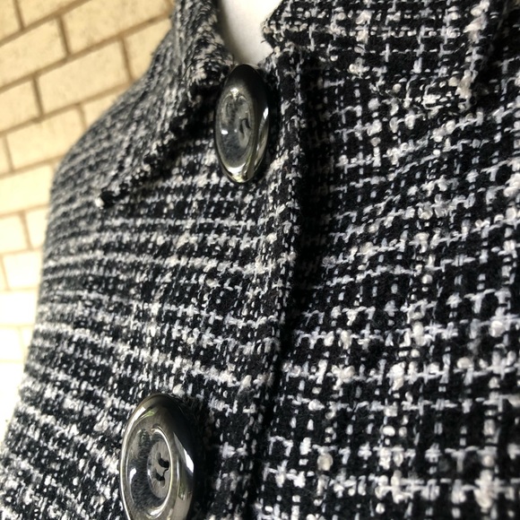 CHICOS B/W Jacket Sz 2 Tweedy Acrylic - Picture 6 of 8